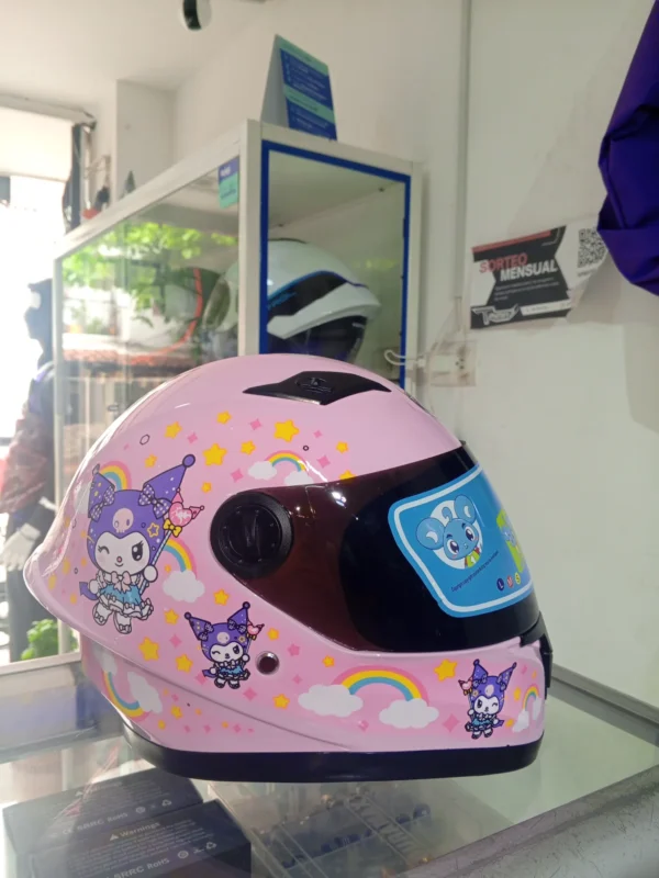 Casco para niña KRM integral. Diseño My Melody rosado brillante