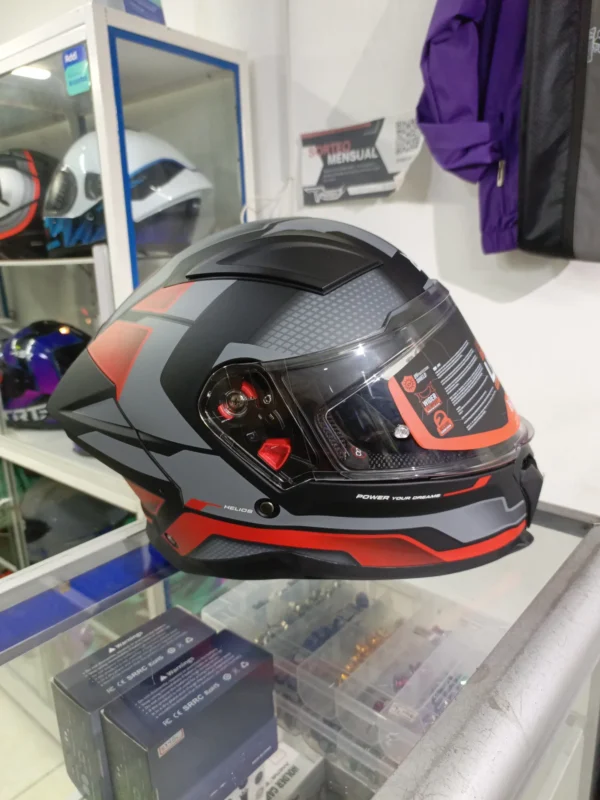 Casco Xsports cerrado - Helios gris con rojo